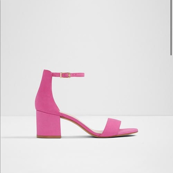 ALDO Villarosa Suede Pink Low Sandal Heel - Picture 3 of 8